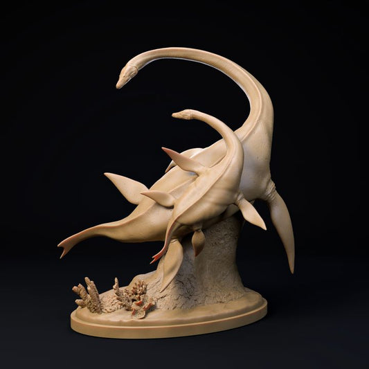 Elasmosaurus mother and calf 1-35 scale