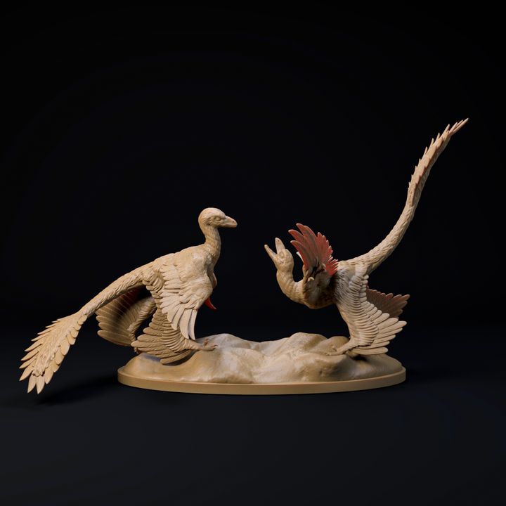 Microraptors courting 1-6 scale