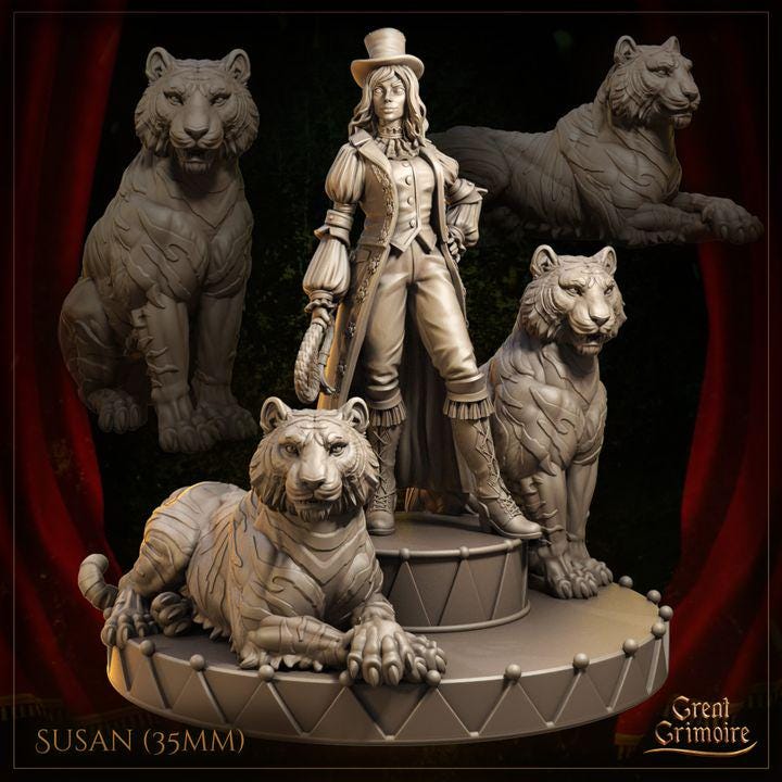 Susan and her tigers, Umbra and Lux