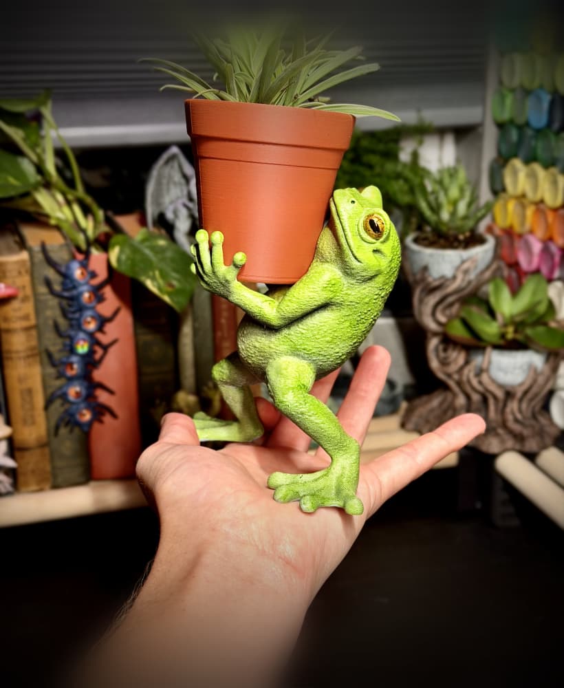 Frog planter holder