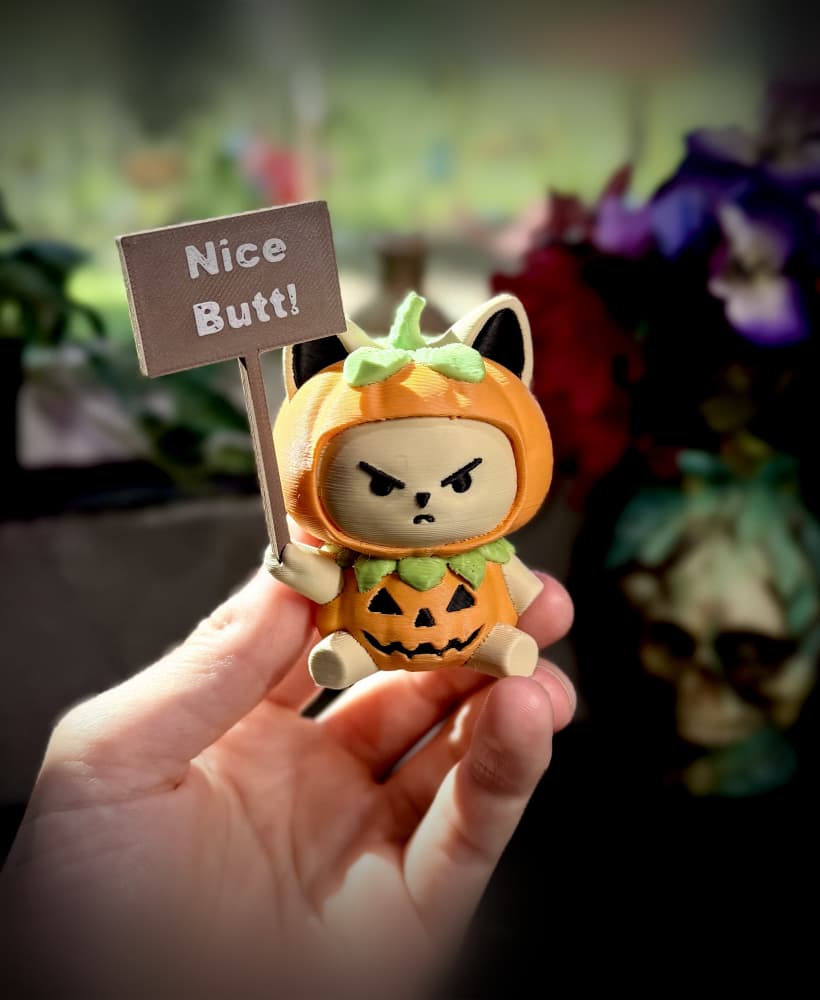 Angry pumpkin cat Print-A-Pal