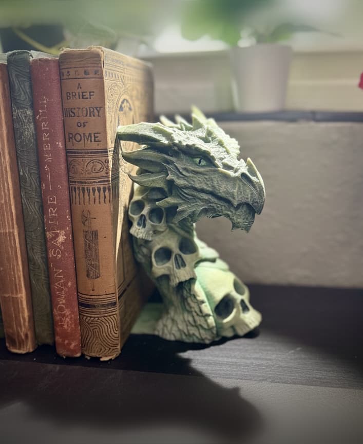 Skull dragon right bookends