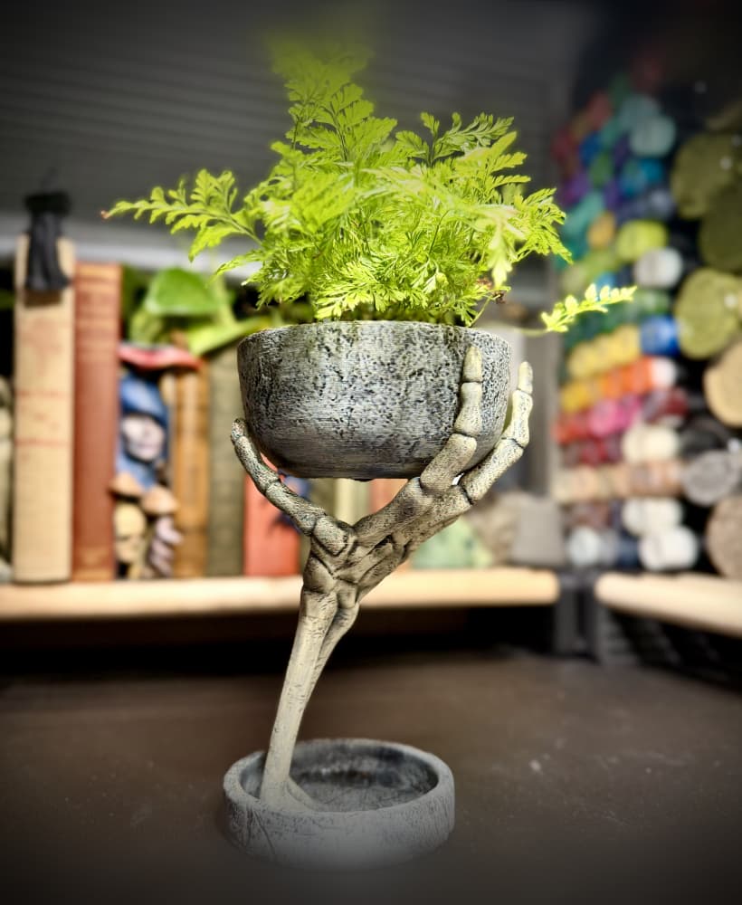 Skeleton hand planter