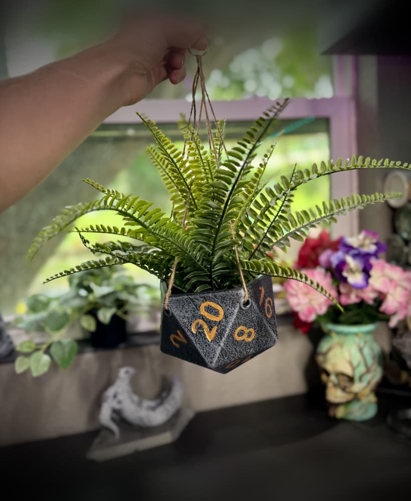 Hanging D20 planter