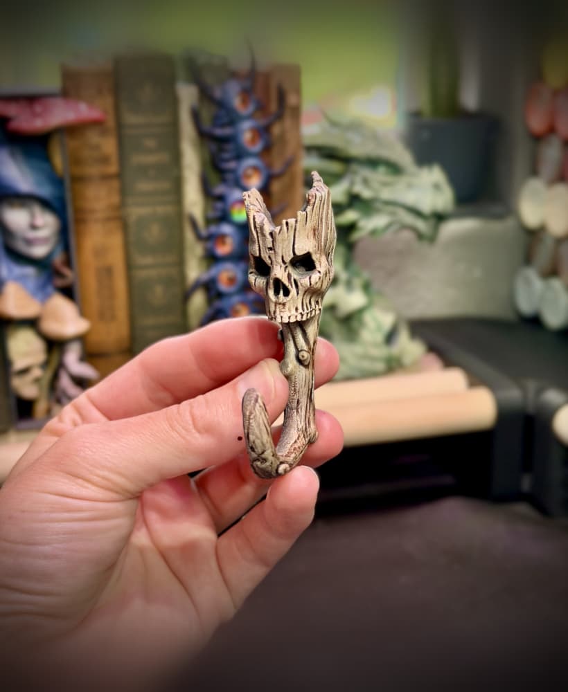 Skull wood wall hook