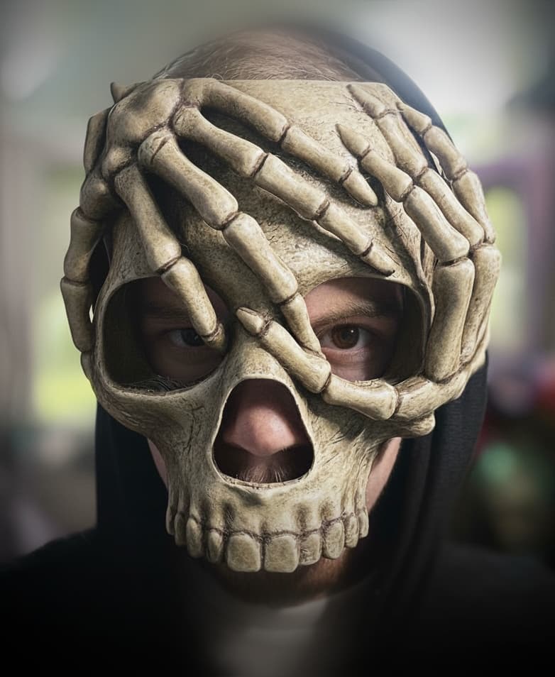 Skeleton hands skull mask