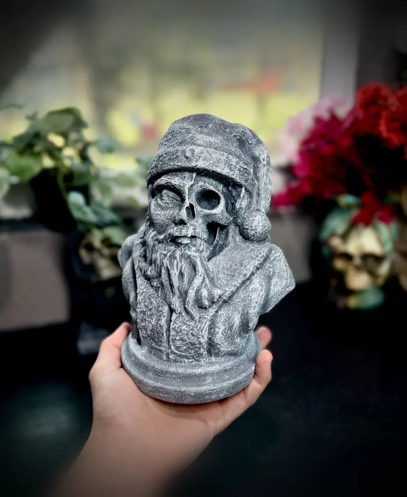 skull santa bust statue